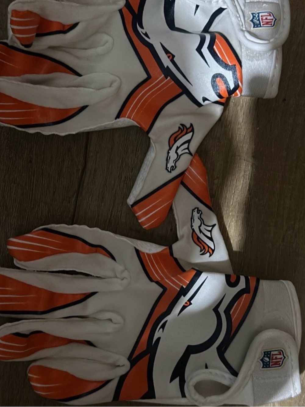 Denver Broncos NFL Football Gloves - White & Orange